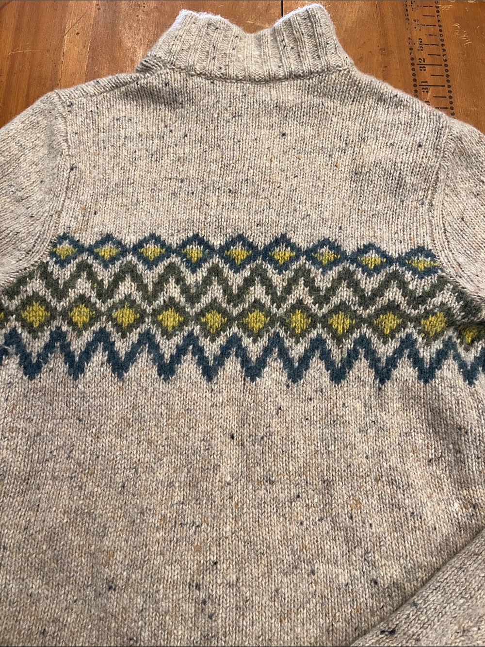 SMARTWOOL XS/S Oat Speckled Heavy Knit Alpaca Wool Henley 1/4 Sweater - Picture 6 of 7